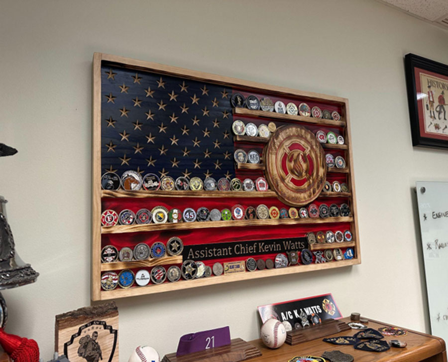 Incipient CNC Custom Creations Woodworking - Custom American Flag Challenge Coin Display Case
