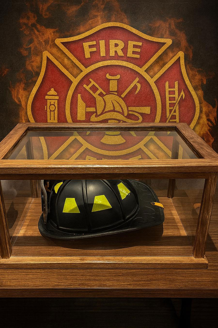Incipient CNC Custom Creations Woodworking - Custom Fire Helmet Display Case