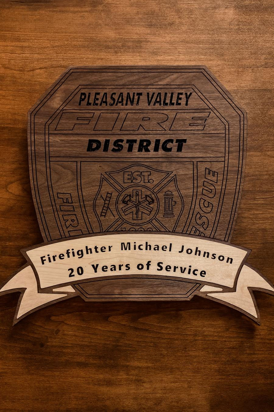 Incipient CNC Custom Creations Woodworking - Custom Fire Service Promotional & Retirement Plaques